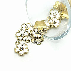 20 Pcs White Flower Rhinestone Charm