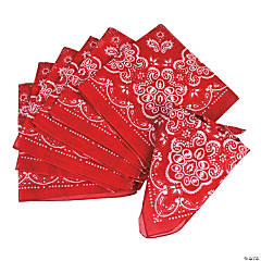 20” x 20” Western Classic Red Polyester Bandanas - 12 Pc.