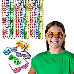 Gold 2024 Balloon Plastic Glasses