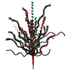 21" Sequin Tinsel Bush: Red/Green