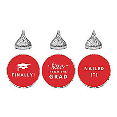 216 Graduation Red Chocolate Drop Labels