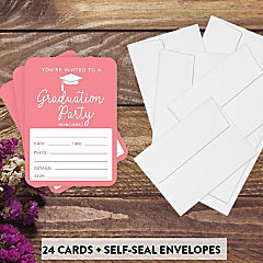 24 Graduation Invitations Coral