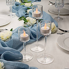 24 Pc. Stemmed Votive Candle Holders with Tea Light Candles for 4 Tables