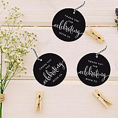 24PK Black Circle Celebrating Gift Tags