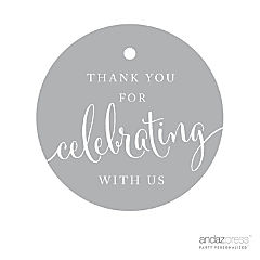 24PK Gray Circle Celebrating Gift Tags