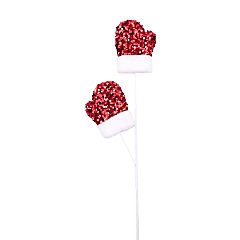 25" Sequin Santa Mitten Spray: Red