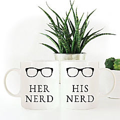 2PK His &amp; Her Nerd Ceramic Coffee Mugs