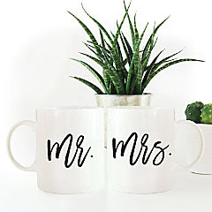 2PK Mr. &amp; Mrs. Script Coffee Mug Set