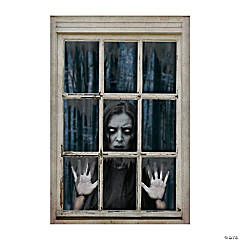 3 Ft. x 4 Ft. Spooky Girl Polyester Window Backdrop Halloween Decoration