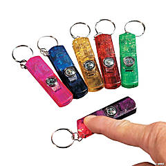 3-In-1 Whistle, Toy Compass & Light-Up Keychains - 12 Pc.