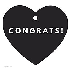 30PC Heart Tag Modern Congrats!, Black