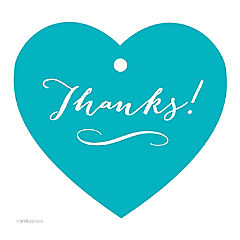 30PC Heart Tag Whimsical Thanks!, Aqua