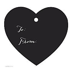 30PC Heart Tags Whimsical to/from Black