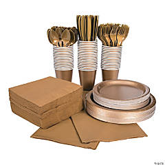 396 Pc. Metallic Gold Tableware Kit for 48 Guests