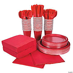 396 Pc. Red Tableware Kit for 48 Guests