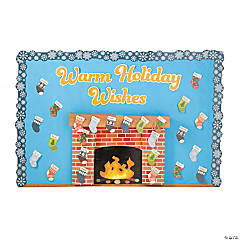 3D Christmas Fireplace Bulletin Board Set - 48 Pc.