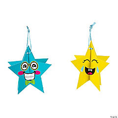 3D Star Emoji Sticker Scene Ornaments - 12 Pc.