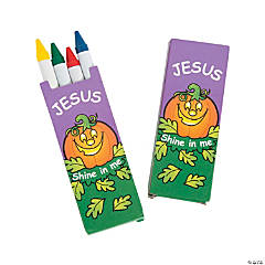 4-Color Christian Pumpkin Crayons - 24 Boxes