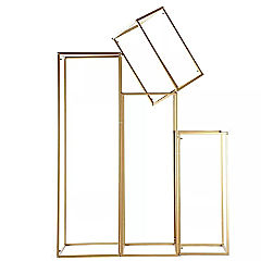 4 Gold Matte Metal Geometric Rectangular Stands Flower Vase