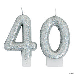 40th Birthday Sparking Celebration Candle - 2 Pc.
