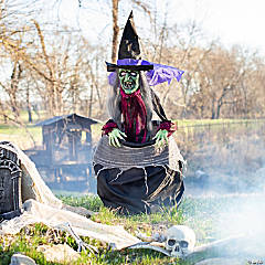 5 Ft. Witch with Cauldron Animated Prop