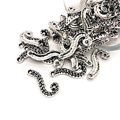50 Pcs Silver Octopus Charm Connectors