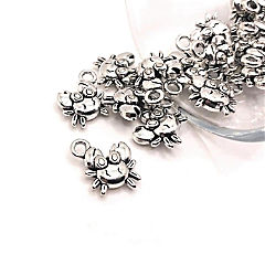 50 Pcs Silver Tiny Crab 3D Charms