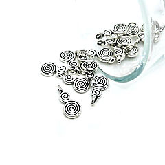 50 Pcs Small Silver Double Spiral Charms