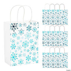 HALF PRICE Silver Snowflake Paper Christmas Counter Bags 13 x 18cm x 10 Bags