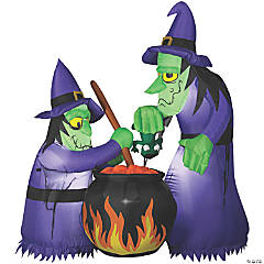 6' Blow Up Inflatable Double Bubble Witches With Cauldron Outdoor Yard Decoration