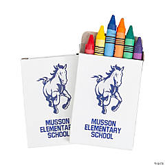 6-Color Personalized School Logo Crayon Boxes - 24 Pc.
