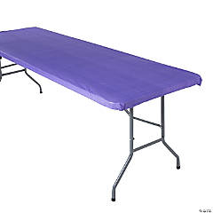6 Ft. Purple Fitted Rectangle Plastic Tablecloth
