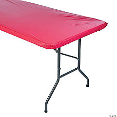 6 Ft. Red Rectangle Fitted Plastic Tablecloth