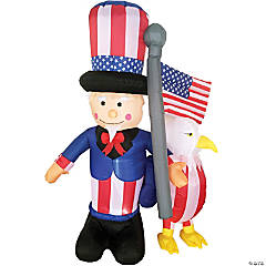 6' Inflatable Uncle Sam With Eagle Outdoor Yard Decoration