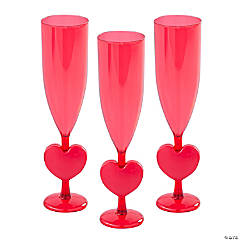 6 oz. Valentine’s Day Heart Reusable BPA-Free Plastic Champagne Flutes - 12 Ct.