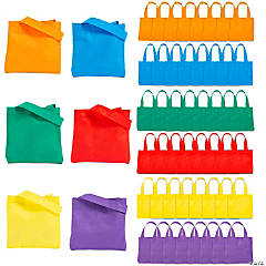 8 x 7 3/4 Bulk 50 Pc. Mini Canvas Tote Bag Assortment