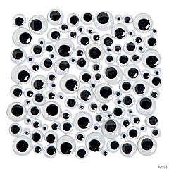 6mm - 13mm Bulk 500 Pc. Black Plastic Googly Eyes Craft Supplies