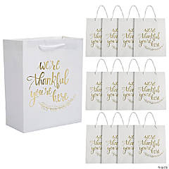 Elegant White Gift Bag White Satin Ribbon and White Cords 10-1/2 X 7-1/2 X  3-1/2 Inch for Gift Gifting, Birthday, Wedding 