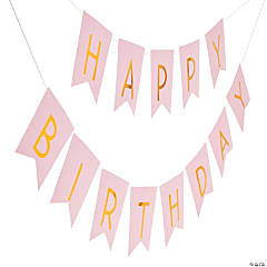 7 Ft. Pink & Gold Happy Birthday Banner - 2 Pc.