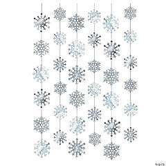 7 Ft. Snowflake Strand Silver Foil Hanging Decorations - 6 Pc.