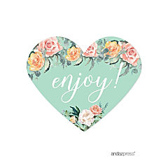 75PC Peach Mint Heart Label Enjoy!
