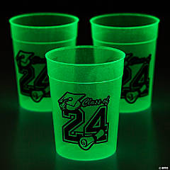 8 oz. Class of 2024 Glow-in-the-Dark Disposable Plastic Cups - 12 Ct.