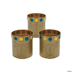 8 oz. Knight's Party Coat of Arms Gold Reusable BPA-Free Plastic Cups - 12 Ct.