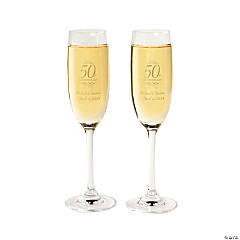 8 oz. Personalized 50th Anniversary Reusable Glass Champagne Flutes - 2 Ct.