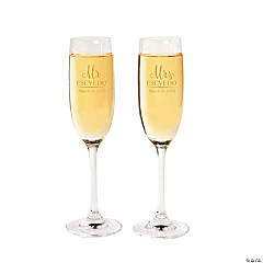 8 oz. Personalized Script Wedding Toasting Reusable Glass Champagne Flutes - 2 Ct.