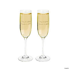 8 oz. Personalized Wedding Reusable Glass Champagne Flutes - 2 Ct.