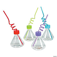 8 oz. Science Party Reusable BPA-Free Plastic Cups with Lids & Straws - 8 Ct.