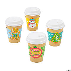 12 PC Solid Color Paper Coffee Cups with Lids & Sleeves