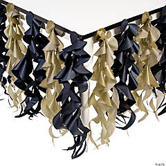 9 ft. Black & Gold Swirl Disposable Paper Table Skirt