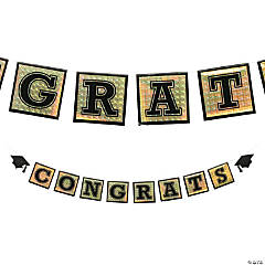 9 Ft. Gold Holographic Congrats Graduation Ready-to-Hang Foil Outdoor Garland